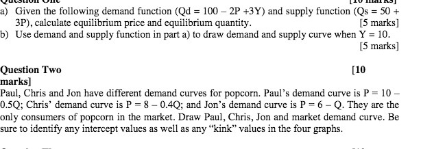  ``Given the following demand function ( @$ = 100 - 2