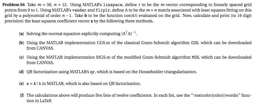  Problem Of Take m = 50, 12 = 12. Using MATLAB'S