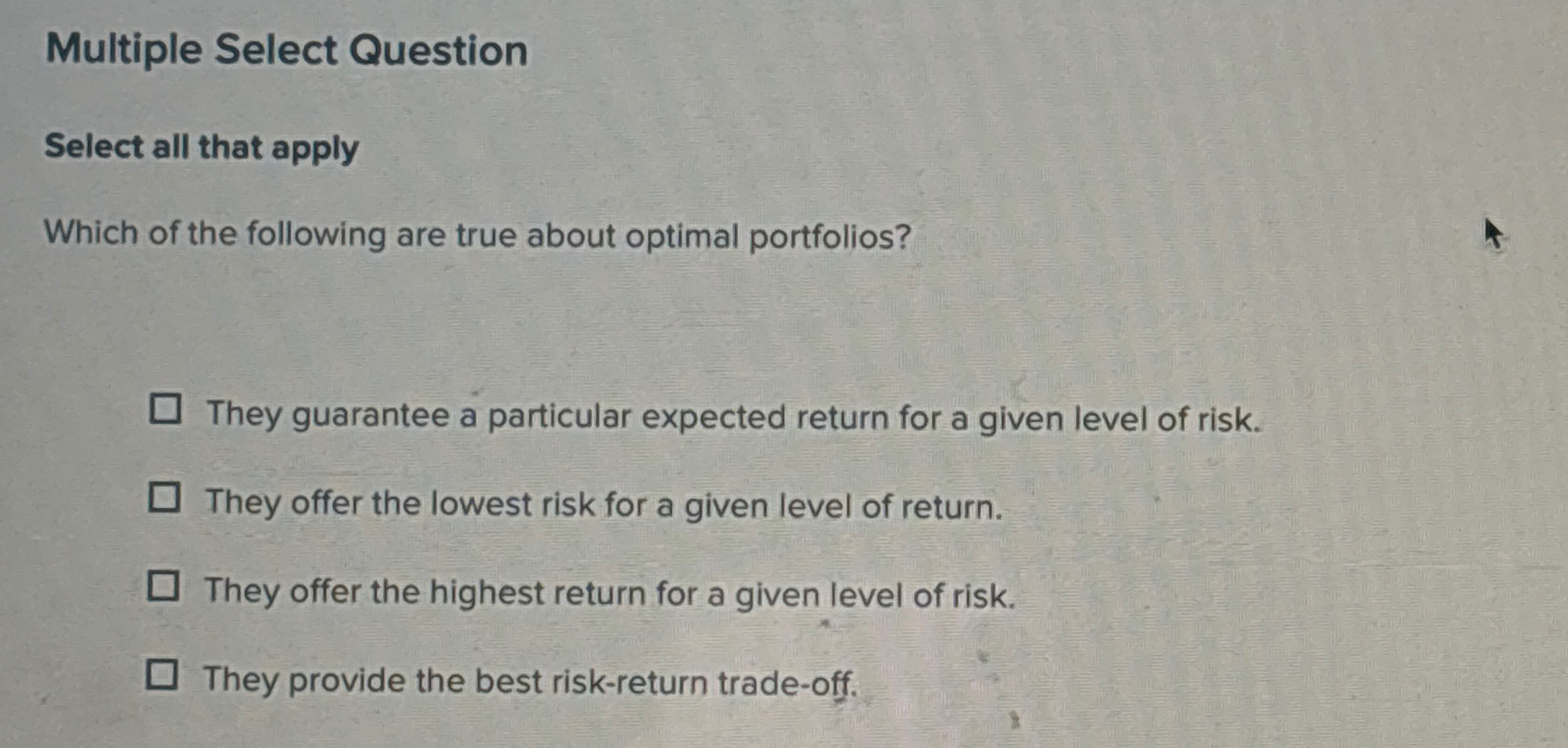  Multiple Select Question Select all that apply Which of the following