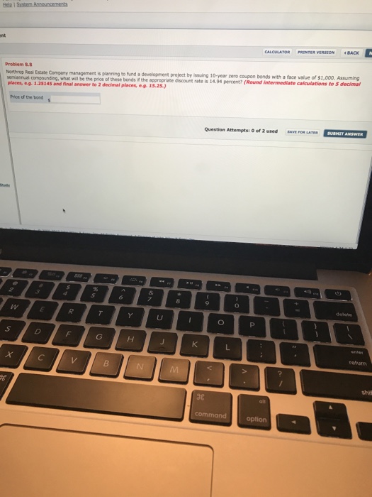  BACK issuing 10-year zero coupon bonds with a face value of