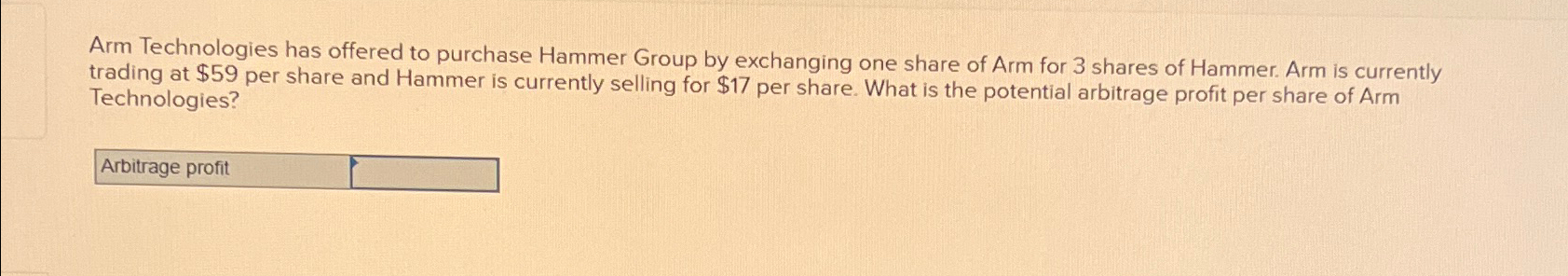  Arm Technologies has offered to purchase Hammer Group by exchanging one