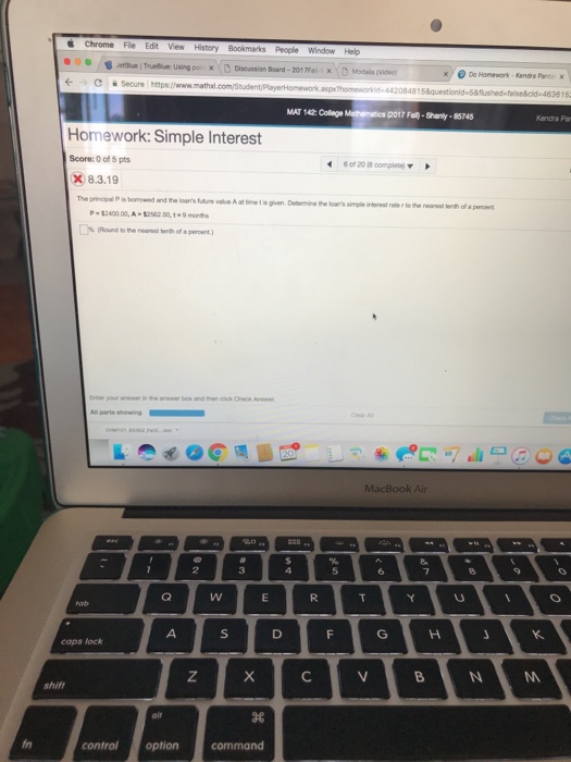  The principal P is borrowed and the loans future value A