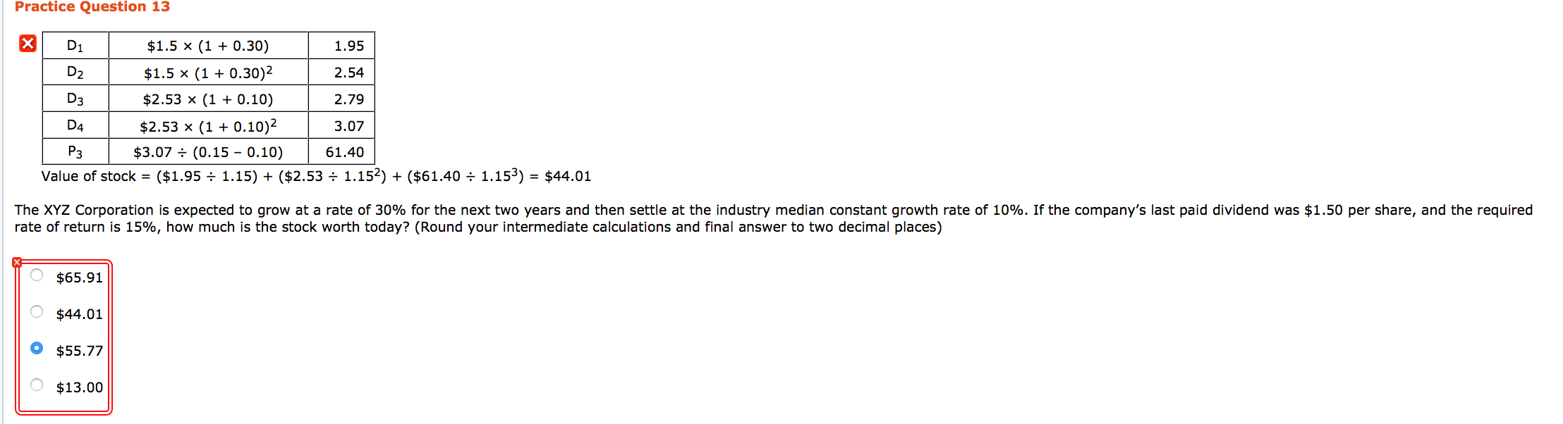 8.13 I got this answer wrong and need help. The XYZ Corporation