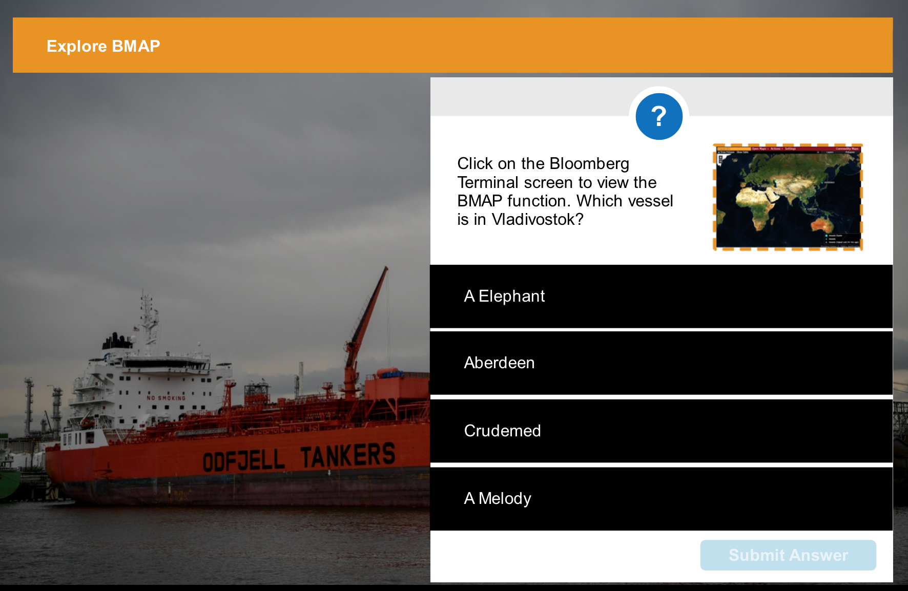  Explore BMAP ? Click on the Bloomberg Terminal screen to view