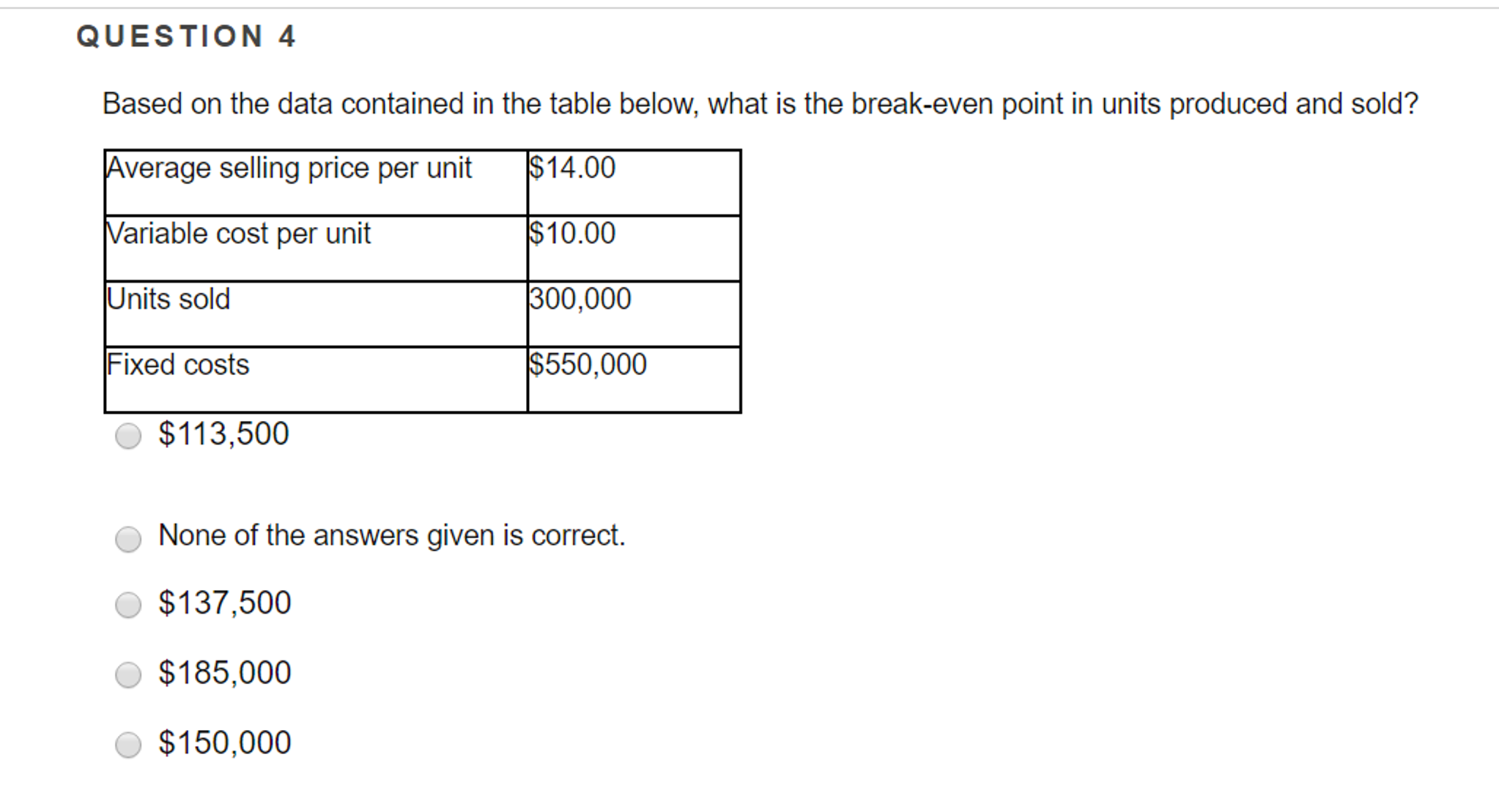 PLEASE ANSWER EVERY PART!!!! QUESTION 4 Based on the data contained in
