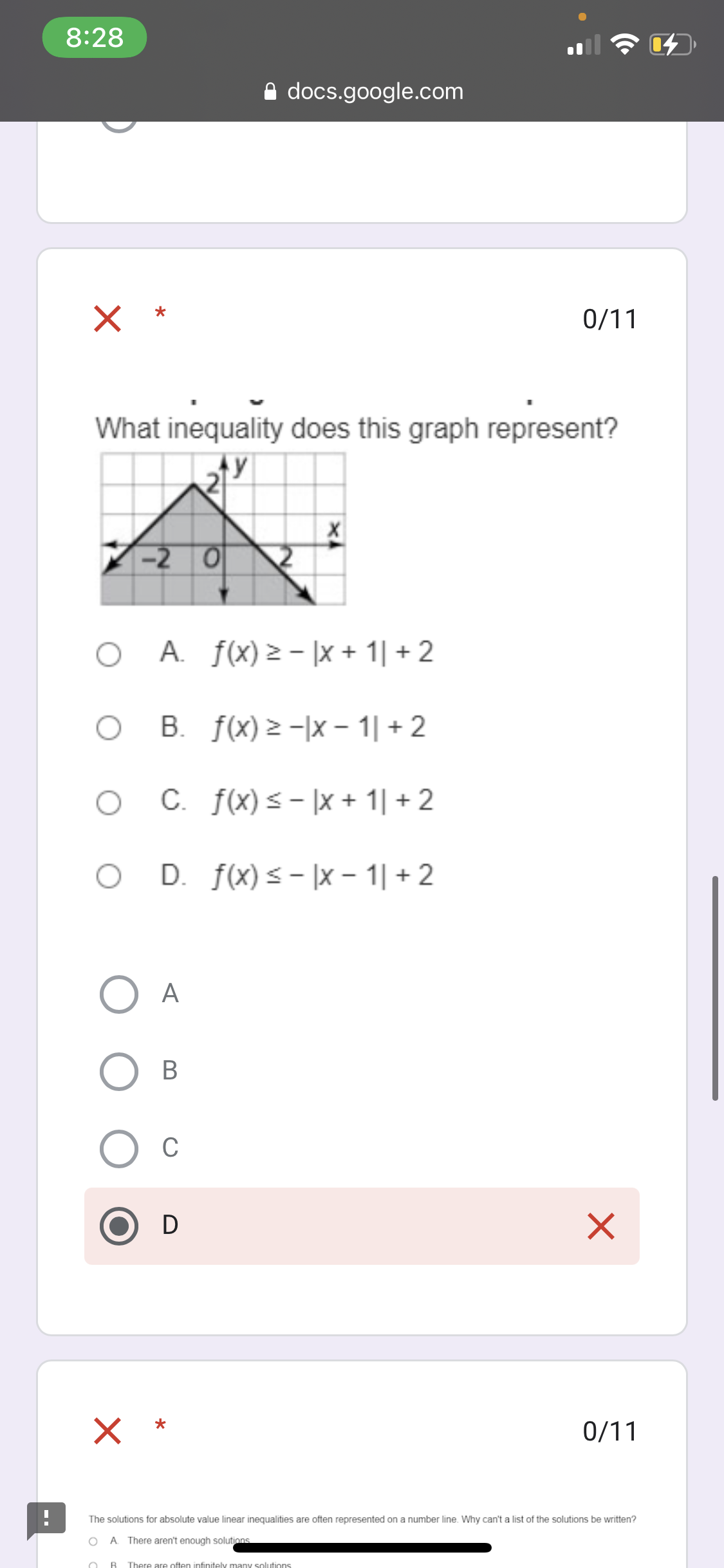 if the expression in the absolute value bars is negative, then the