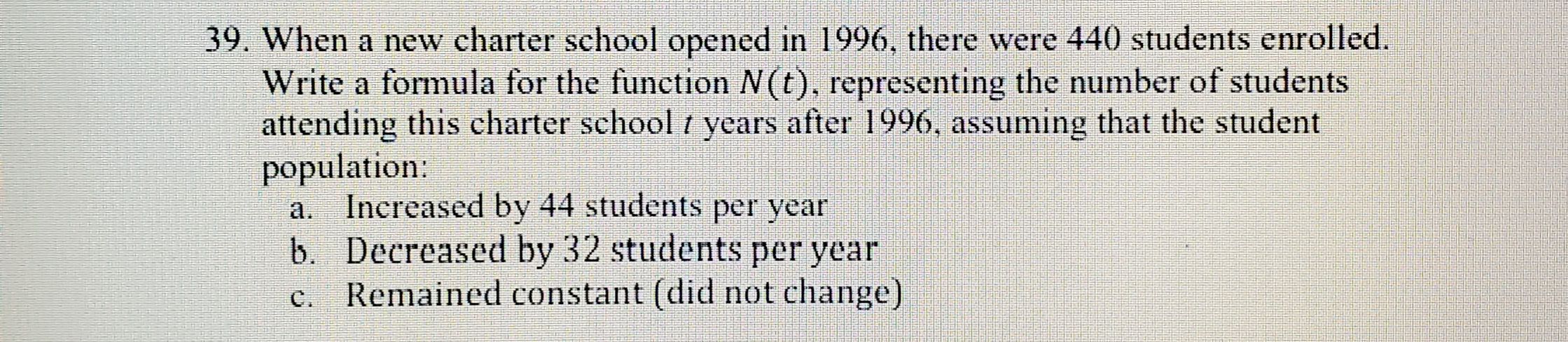of newspaper subscriptions in Middletown, USA where t represents the number of