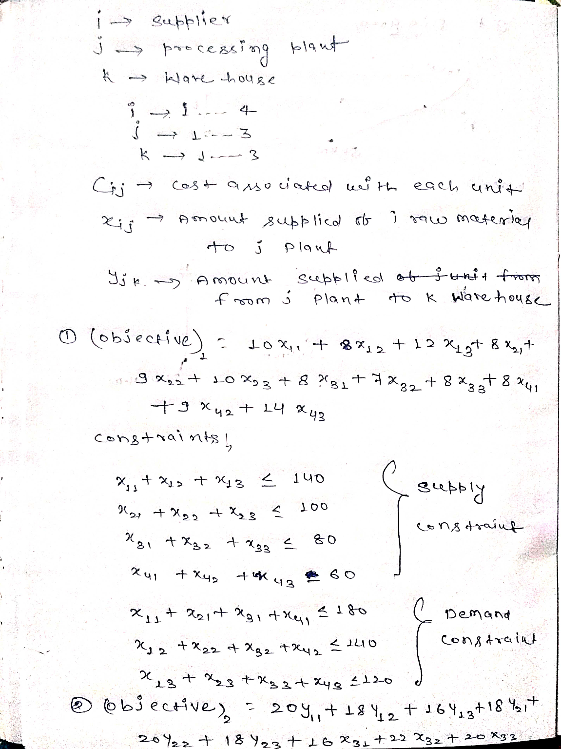 Question (UNDER BUS107) - ALGEBRA, MATH - Supplier - processing plant k
