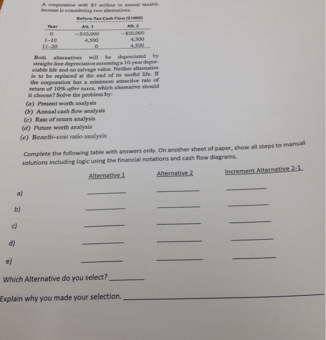  Show all work and do not use excel to solve. A