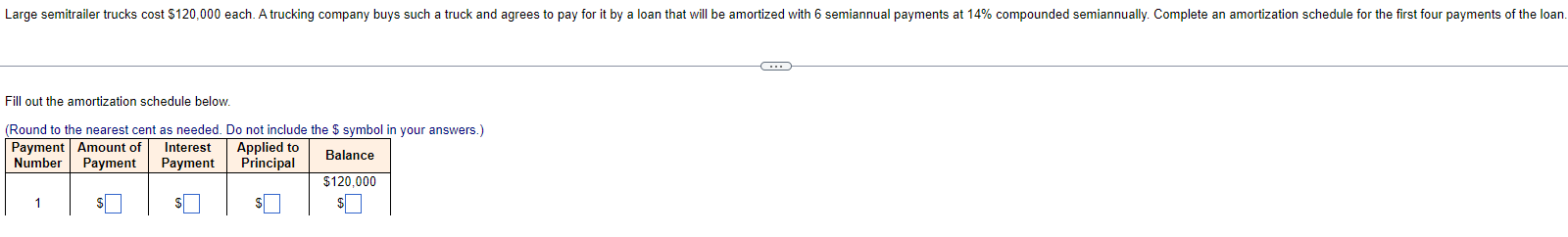  Fill out the amortization schedule below