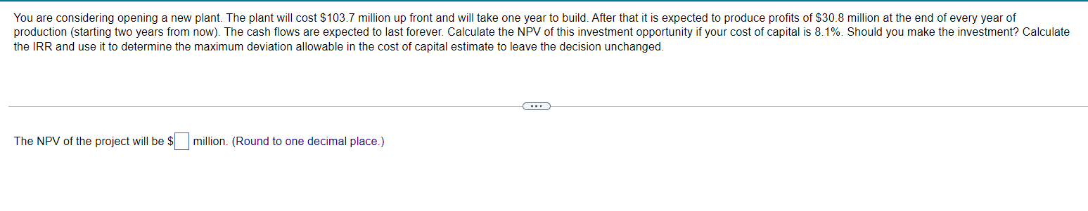 the IRR and use it to determine the maximum deviation allowable