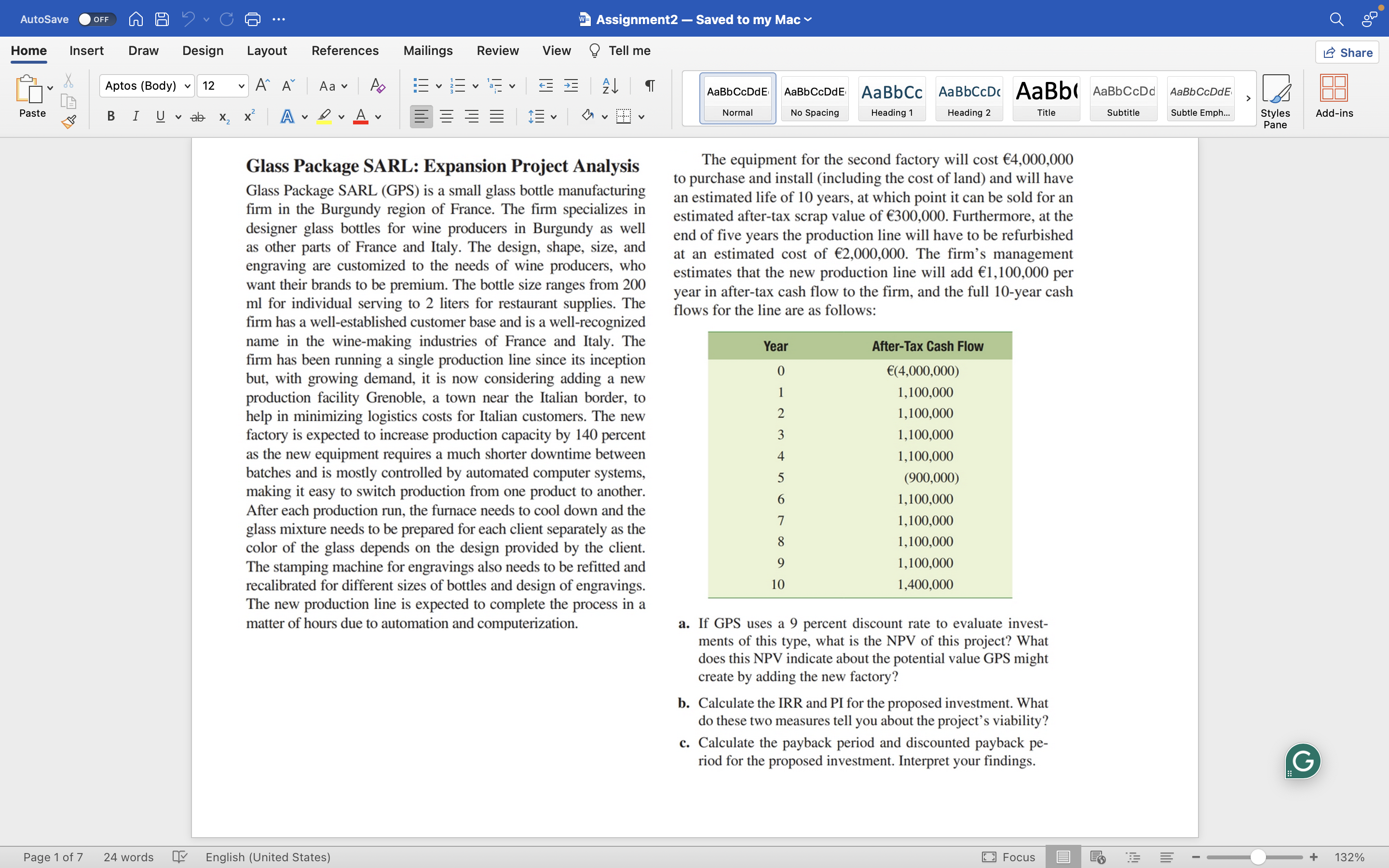  Hi, please help to solve step by step;Glass Package SARL: Expansion