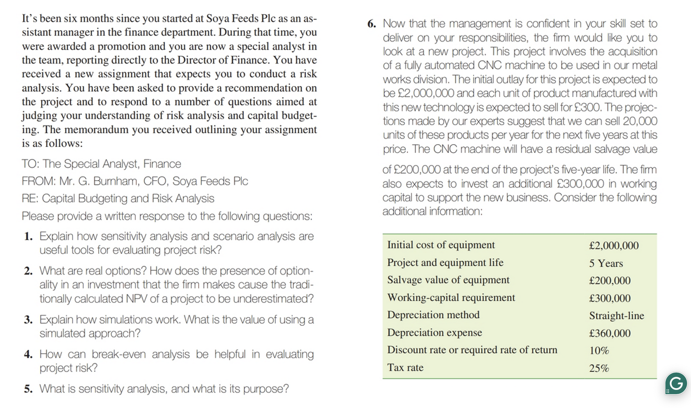  CASE 3(continued) The project team has estimated the following for unit
