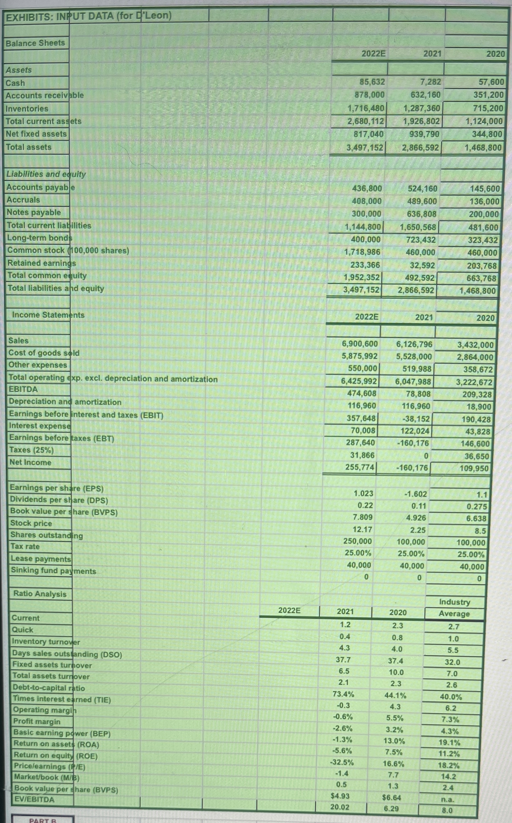  Using Module 1 Exam B file: What are the values of: