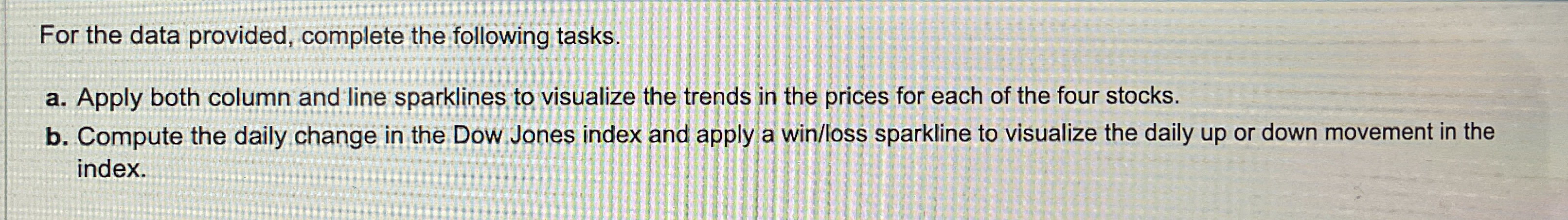  For the data provided, complete the following tasks. a. Apply both