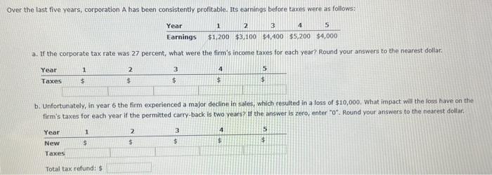 PLEASE HELP! I WILL LIKE ANSWER! Over the last five years, corporation