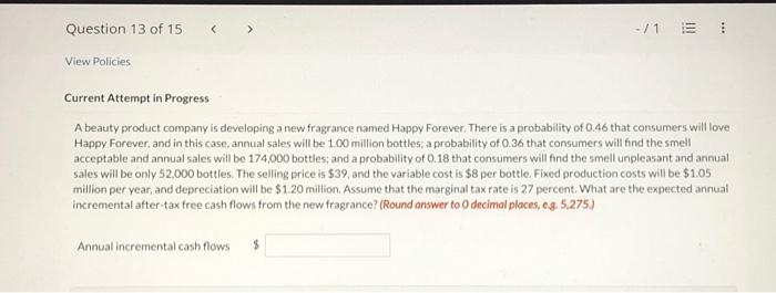  Current Attempt in Progress A beauty product company is developing a