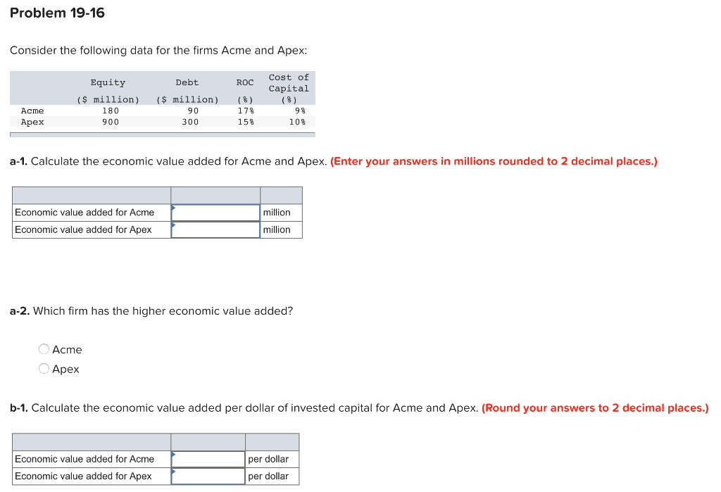 With explanations plz Problem 19-16 Consider the following data for the