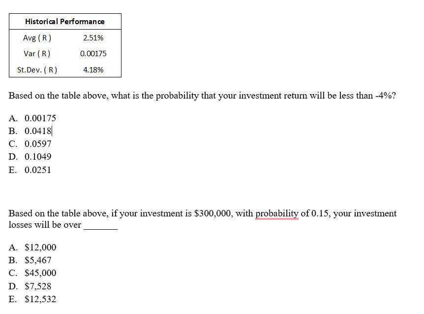  Based on the table above, what is the probability that your