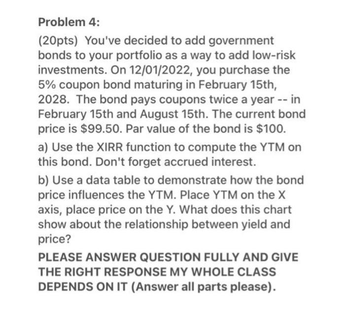 PLEASE ANSWER THIS QUESTION ASAP! Problem 4: (20pts) You've decided to add