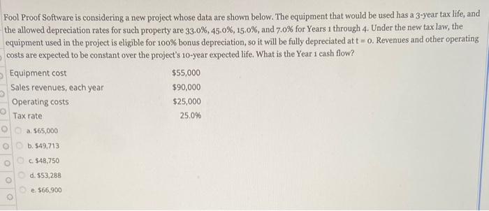  Fool Proof Software is considering a new project whose data are