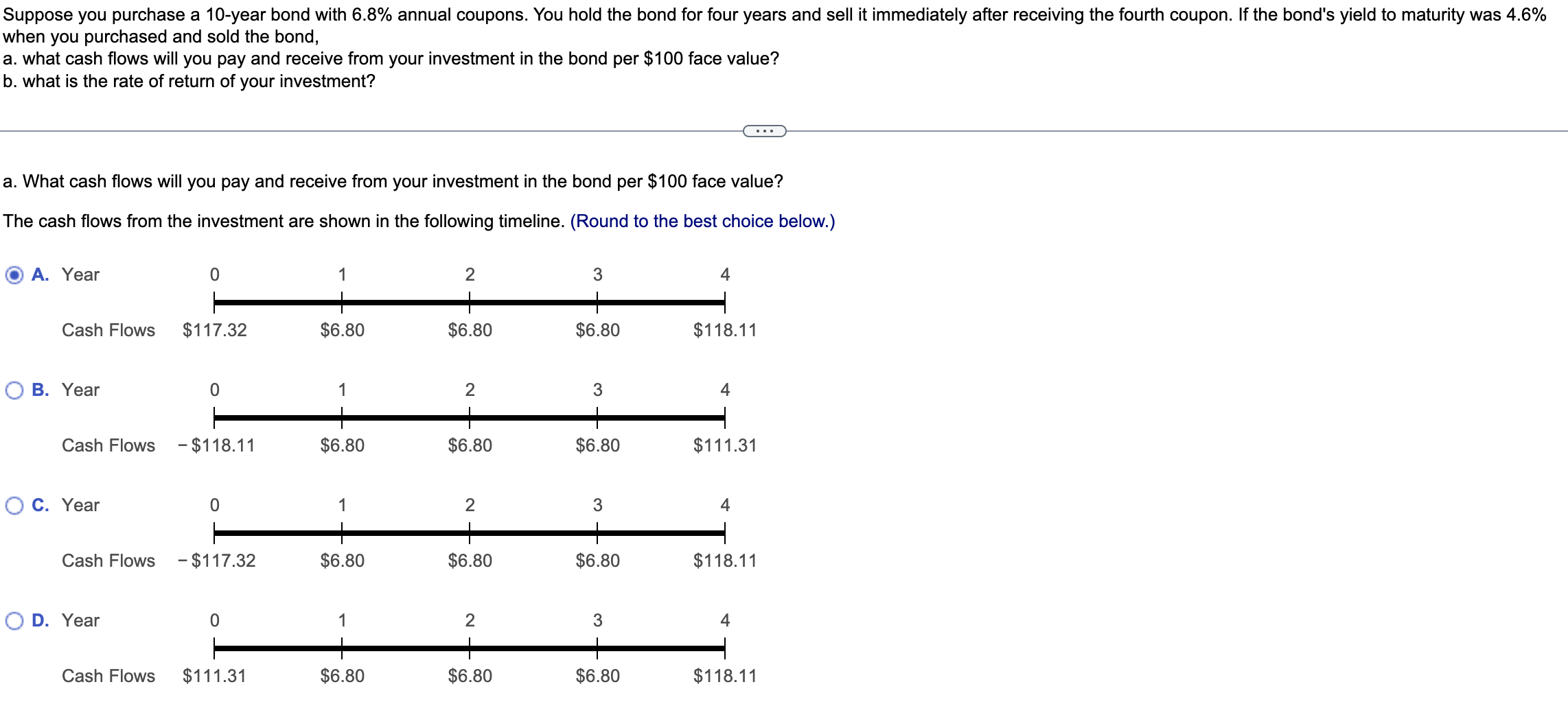  Question content area top Part 1 Suppose you purchase a10-year bond