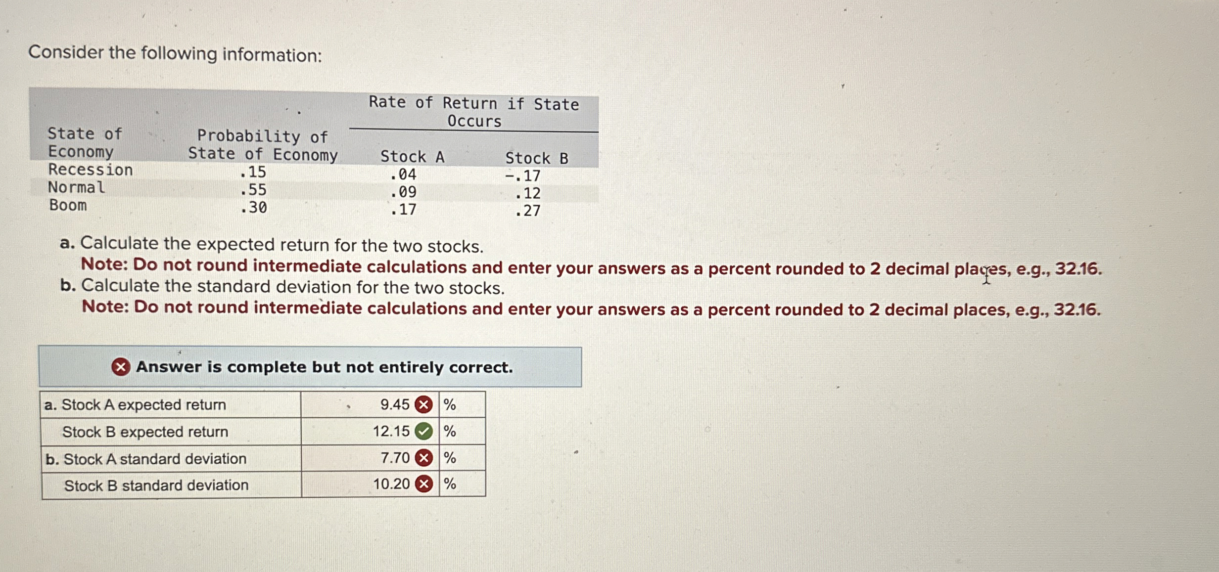  Consider the following information: a. Calculate the expected return for the
