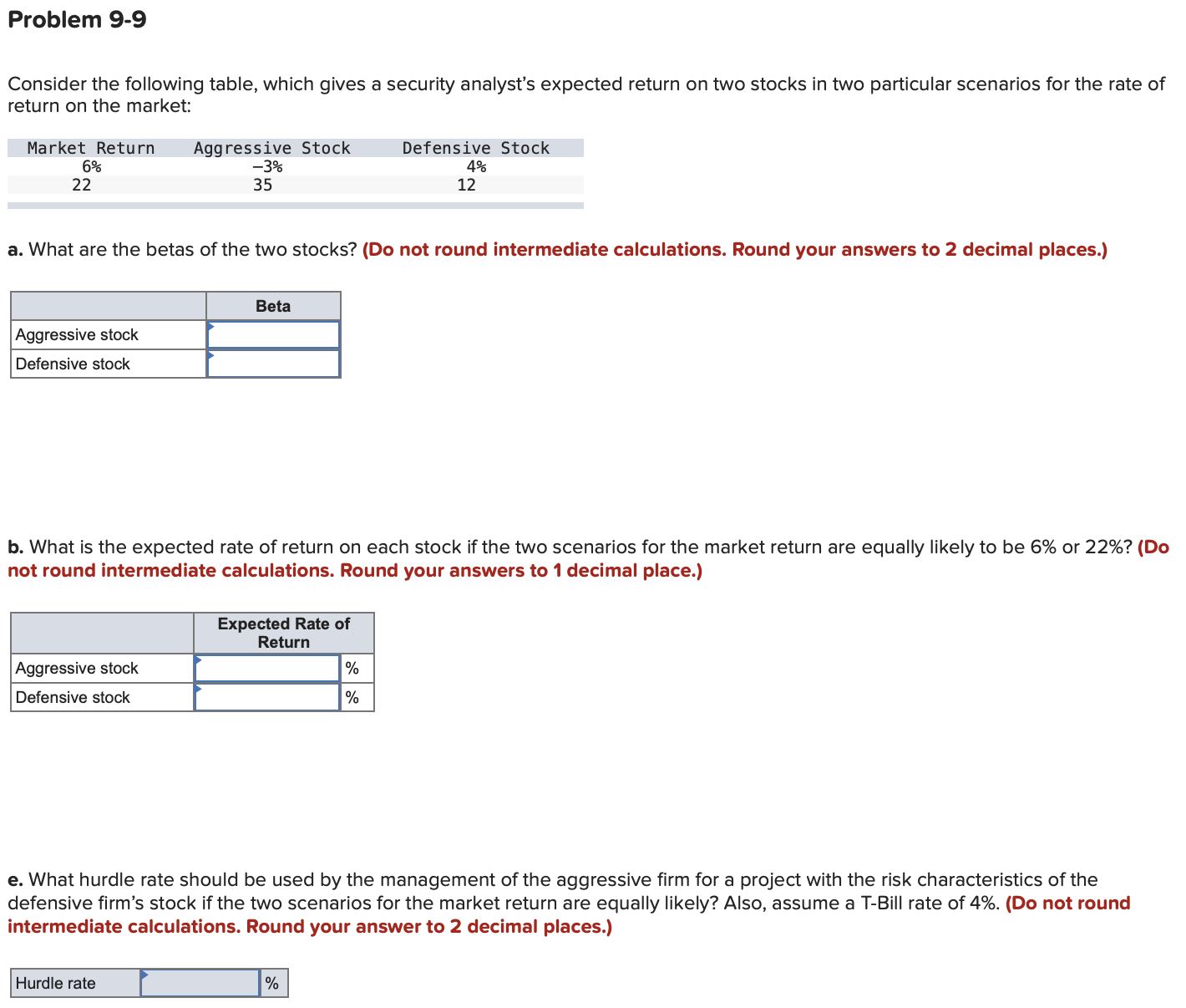  Problem 9-9 Consider the following table, which gives a security analyst's
