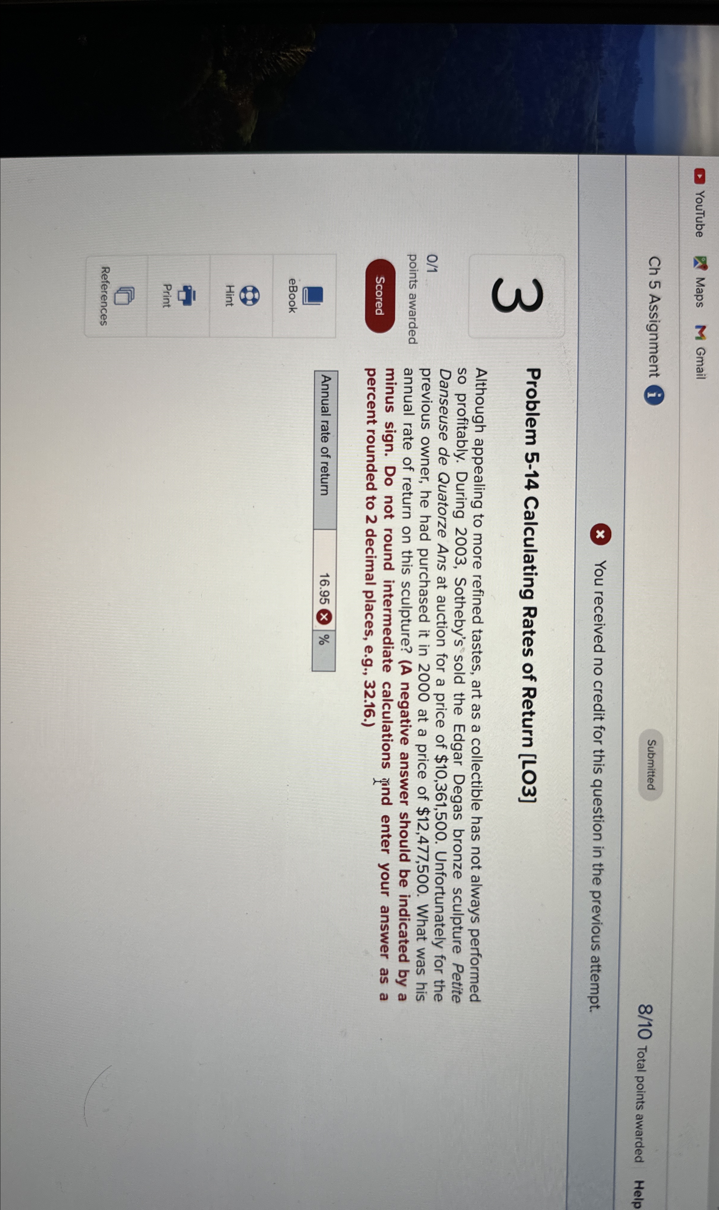  YouTube Maps Gmail Ch 5 Assignment Submitted 810 Total points awarded