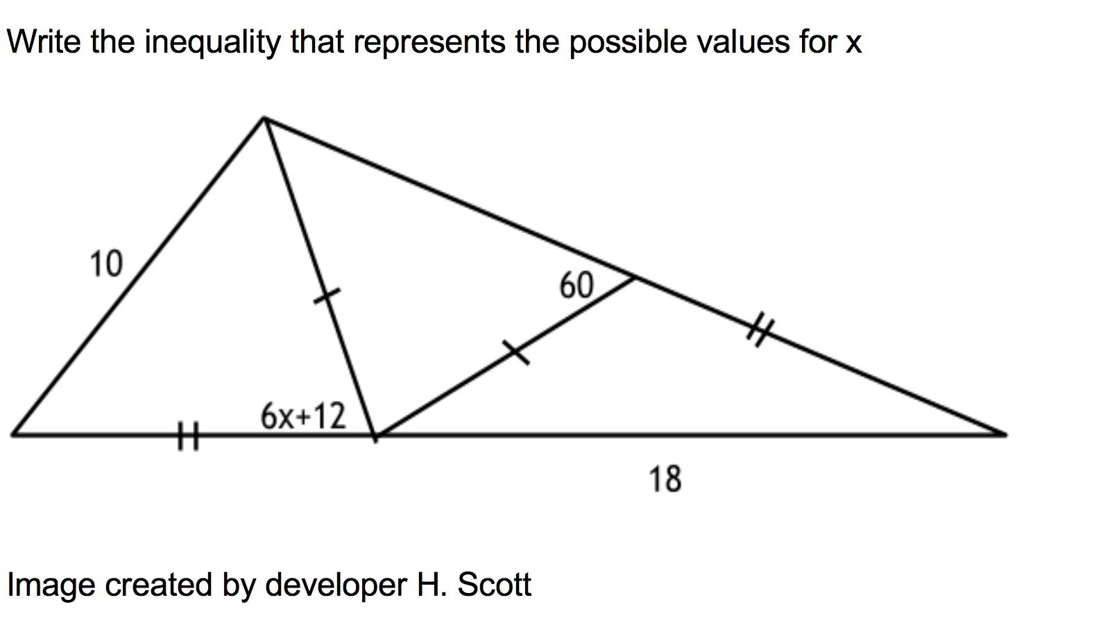  Write the inequality that represents the possible values for x 10