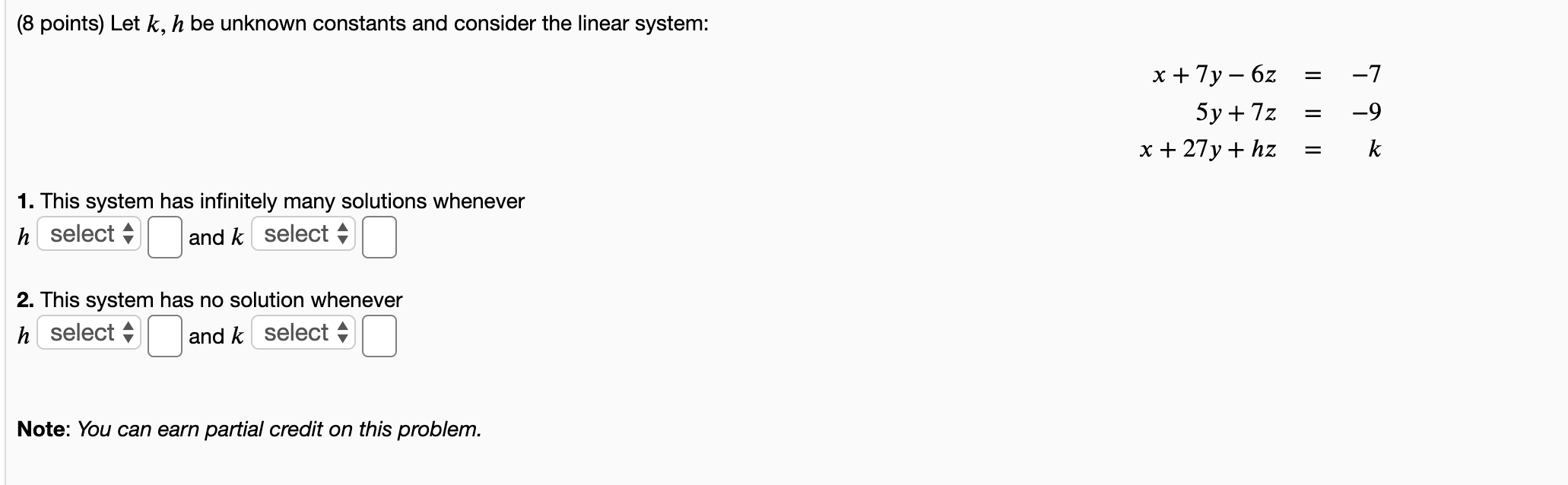 Hi, can you help with this linear algebra question? (8 points) Let