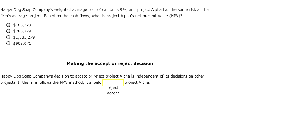 the NPV method The net present value (NPV) rule is considered one
