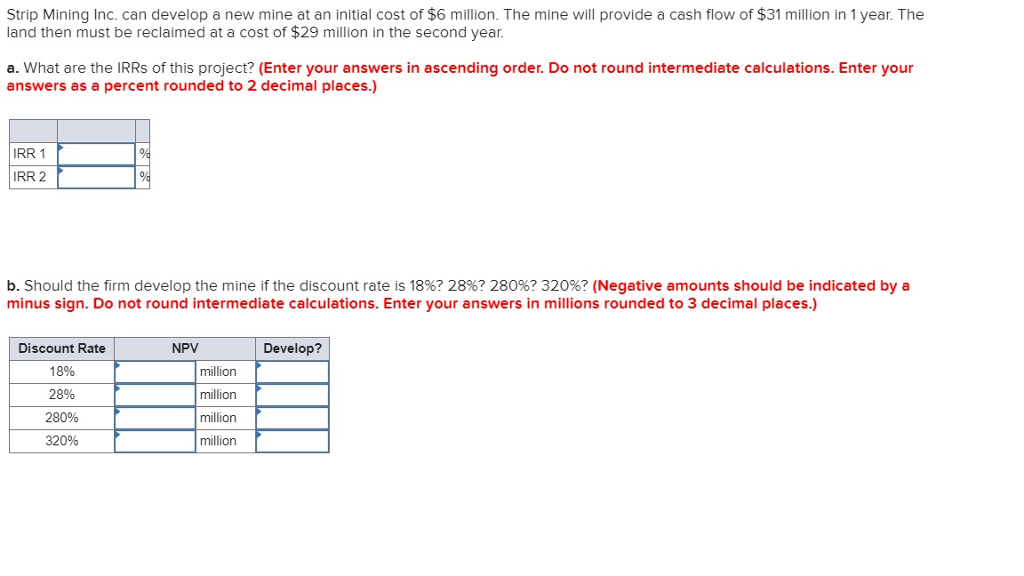 Strip Mining Inc. can develop a new mine at an initial