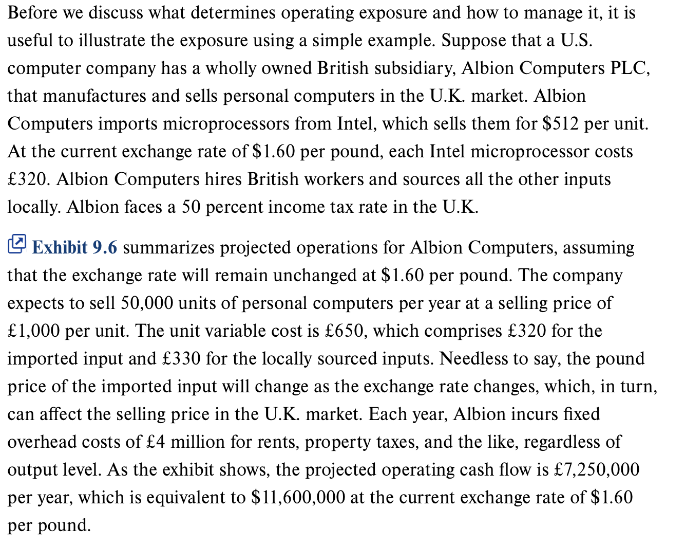 Projected Operations for Albion Computers PLC: Case 3 (\$1.40/) Projected Operations