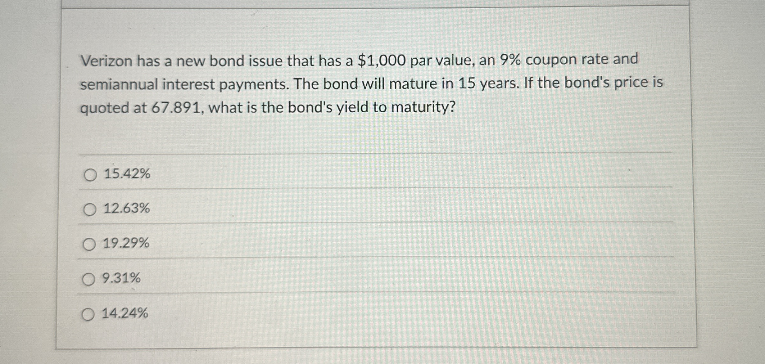  Verizon has a new bond issue that has a $1,000 par