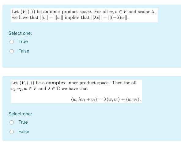 !!!!!!!!!!!!! Let (V, (, )) be an inner product space. For all