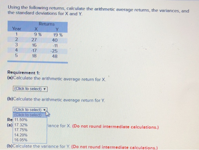 deviations for X and Y turns, the variances, and rns ear 9%