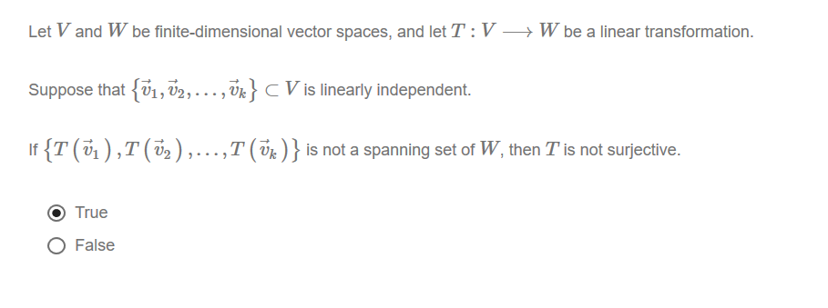 let T: V -> W be a linear transformation. Suppose that {