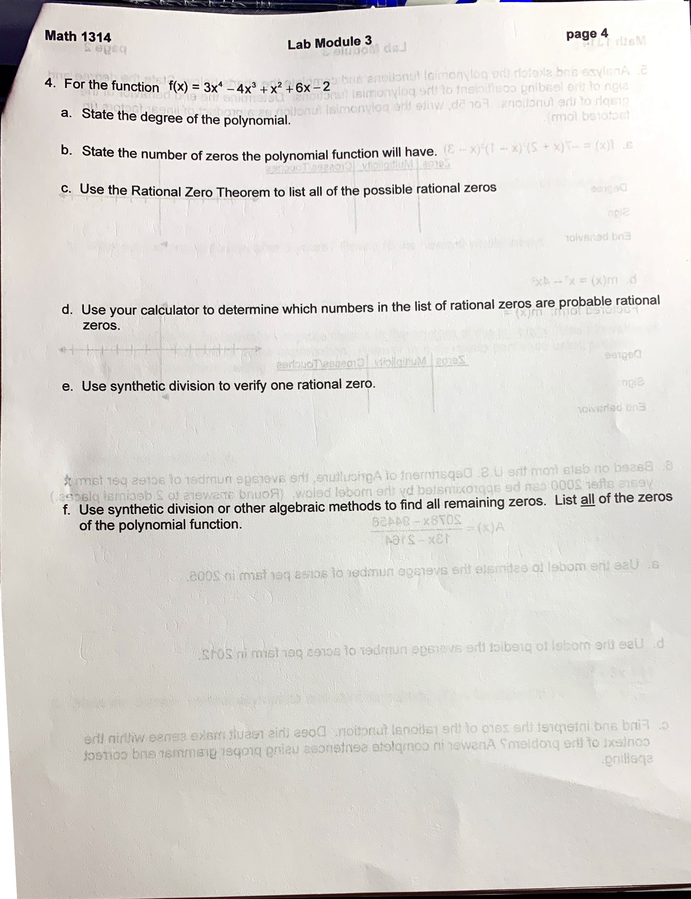  Math 1314 Lab Module 3 page 4 4. For the function