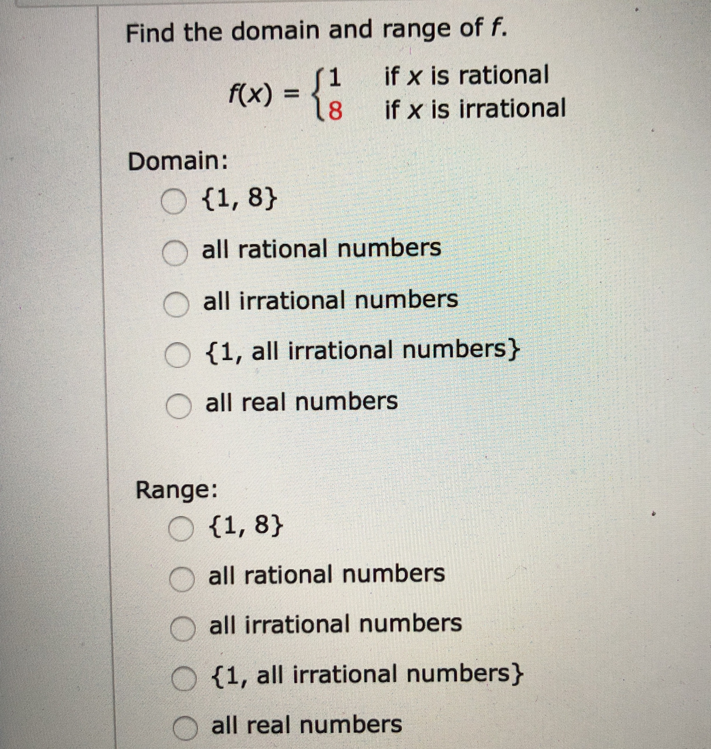 Need help with this question in finding domain and range. Find the