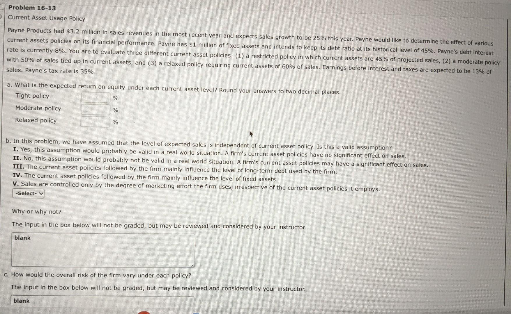 Please help with parts a, b, and c Problem 16-13 Current