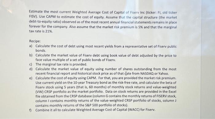  please help me find the WACC, please show work in excel.