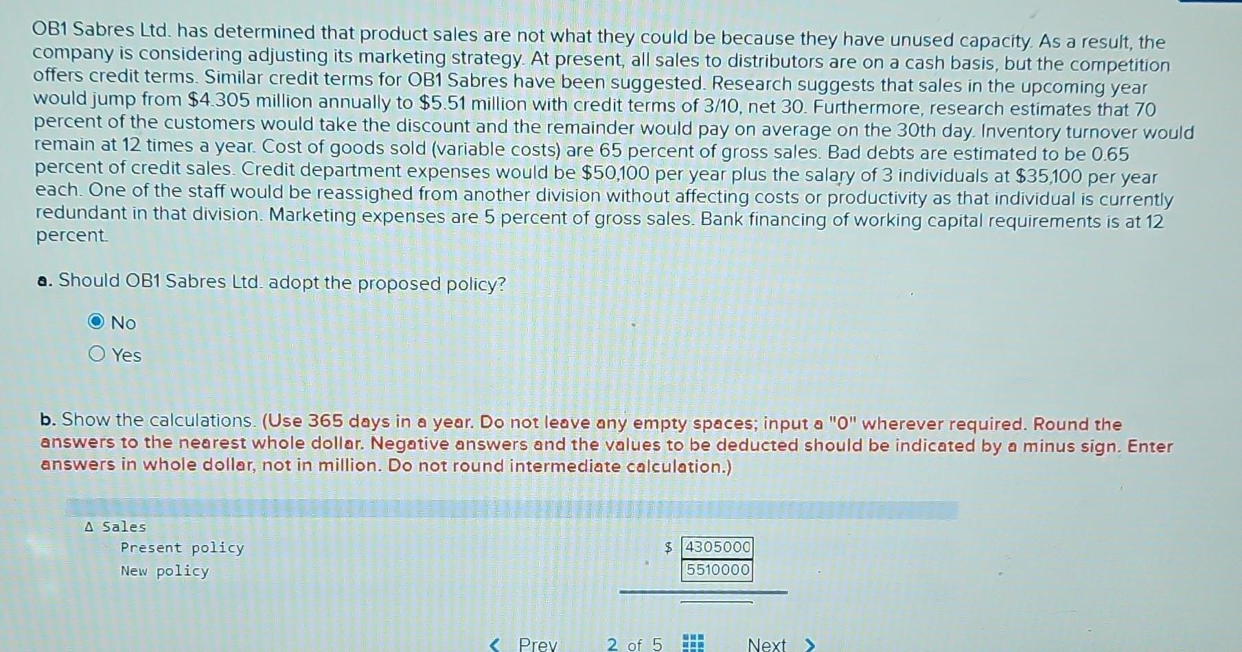  OB1 Sabres Ltd. has determined that product sales are not what