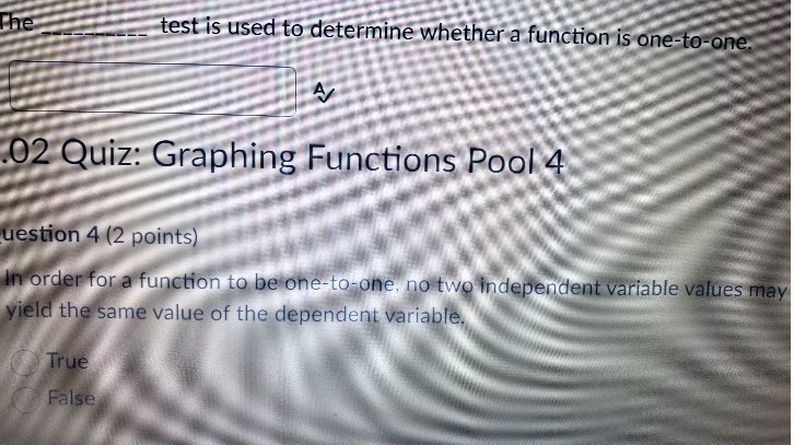  The test is used to determine whether a function is one-to-one.