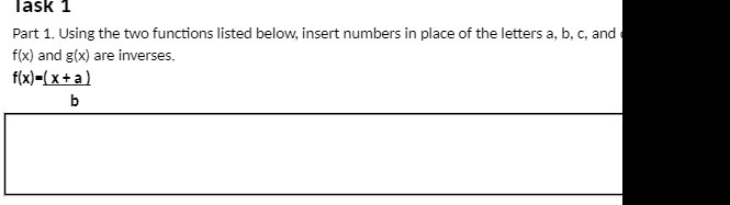  lask 1 Part 1. Using the two functions listed below, insert