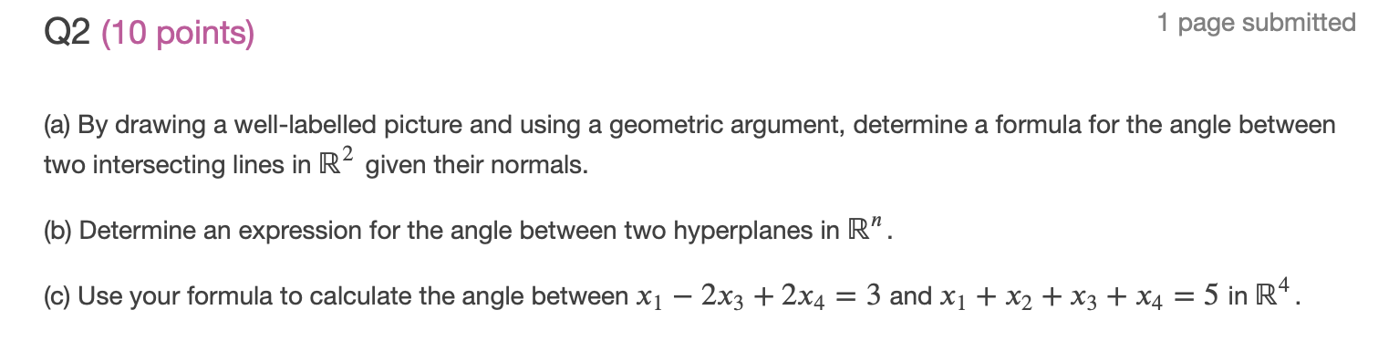 can someone help me with this linear algebra question ~ Q2 (10