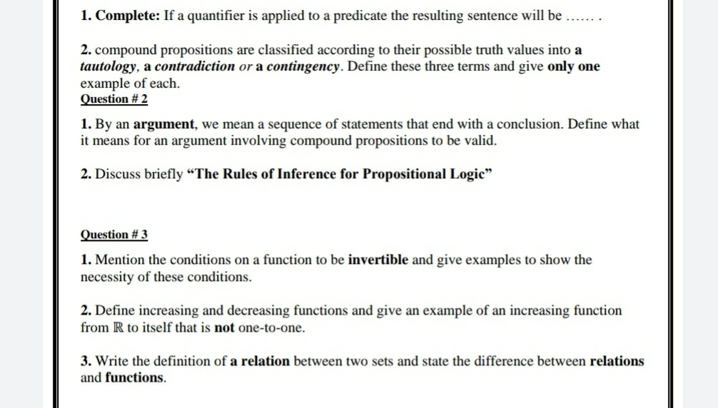 discrete mathematics 1. Complete: If a quantifier is applied to a predicate