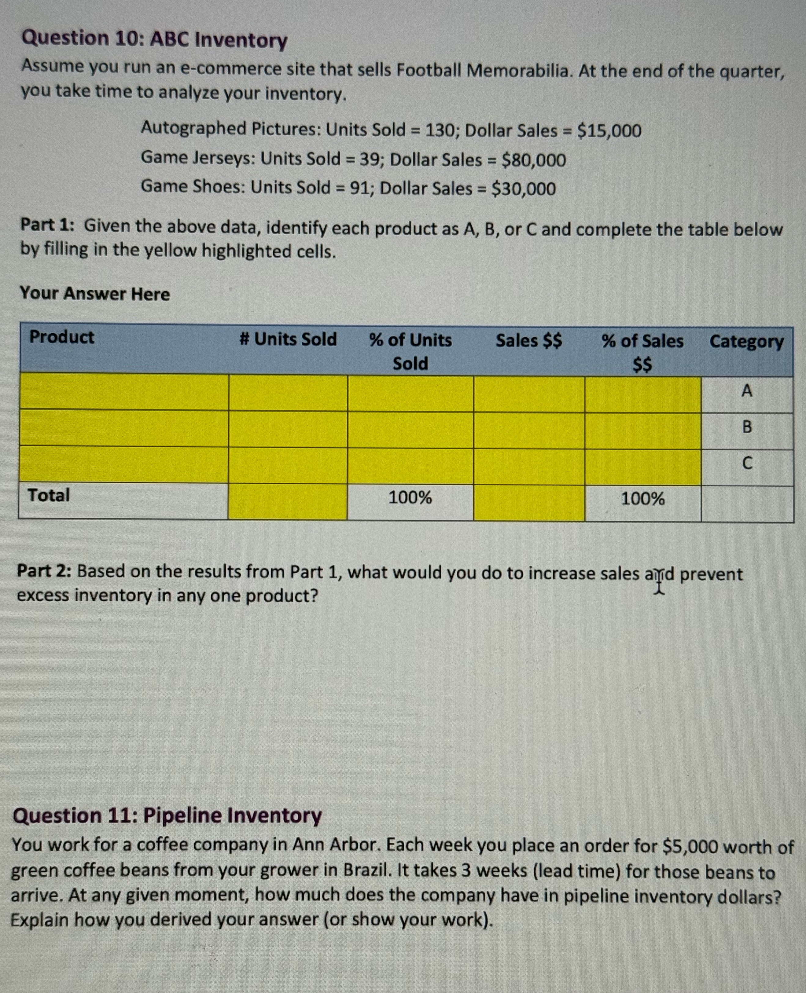 Question 12: Capacity - Efficiency and UtilizationAssume you work at a manufacturer