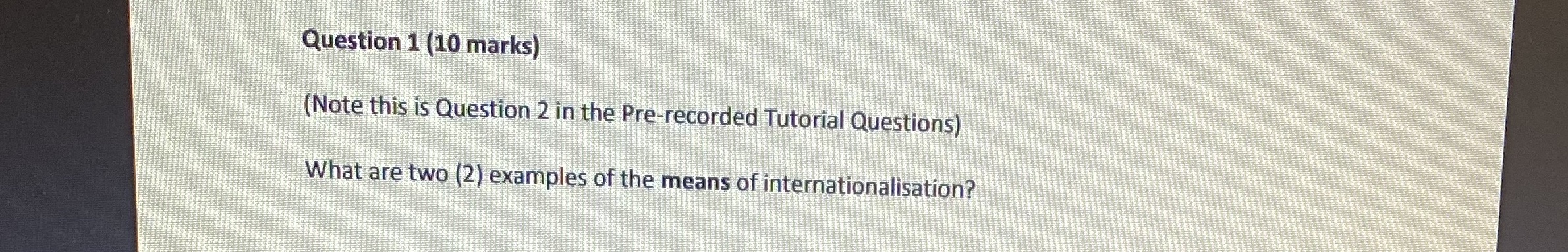 Answer for this one!! Thanks!! Question 1 (10 marks) (Note this is