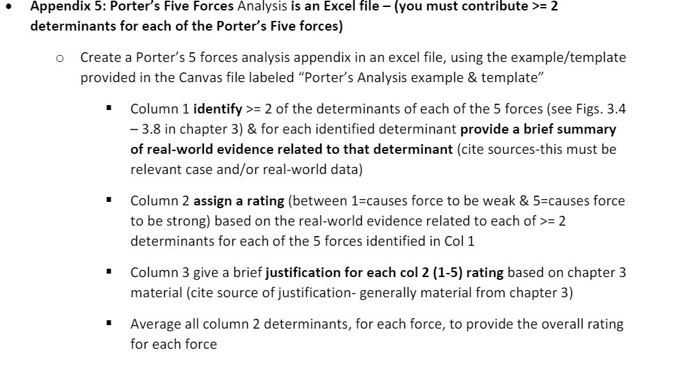  0 Appendix 5: Porter's Five Forces Analysis is an Excel le